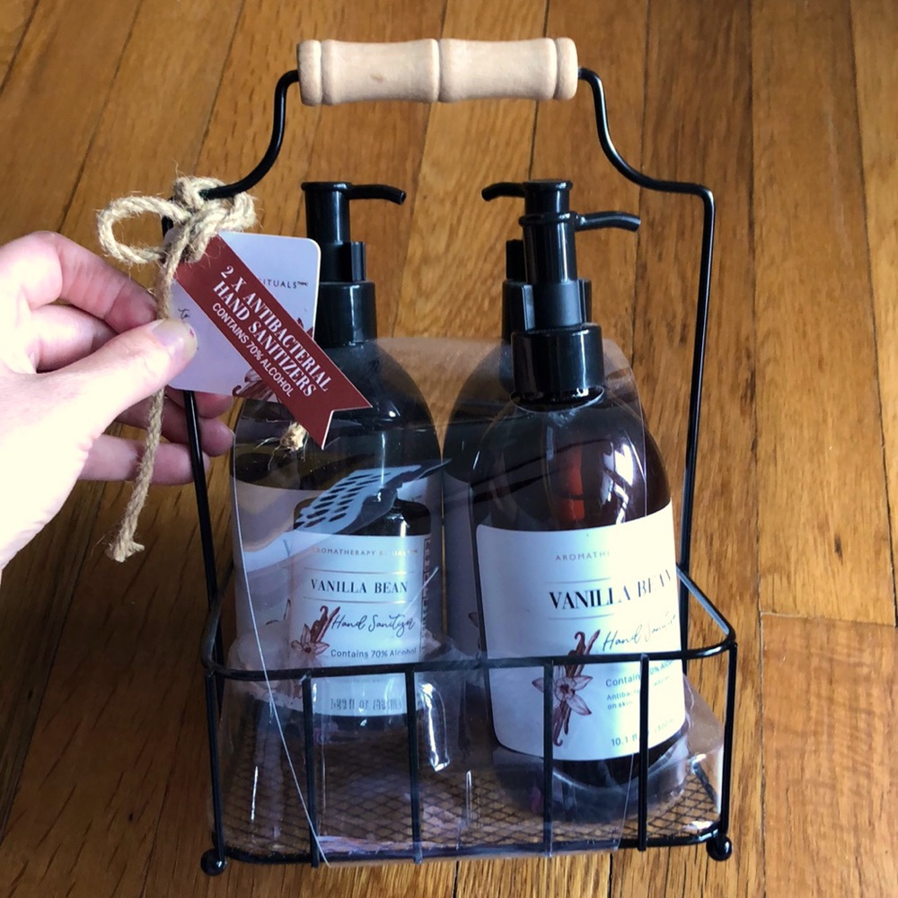 Aromatherapy Rituals hand sanitizer, hand soap, and hand lotion